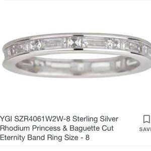 YGI 925 sterling silver CZ baguette Eternity Ring